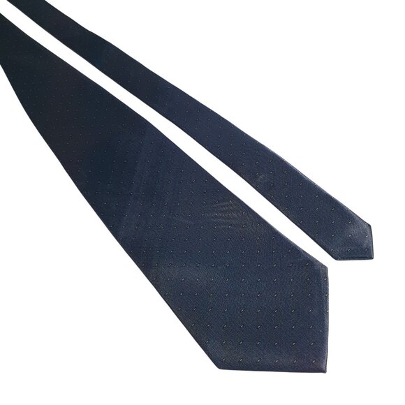 Fuliwang Vintage Shiny Navy Blue Silk Polka Dot Necktie Office Work Gift - Picture 1 of 4